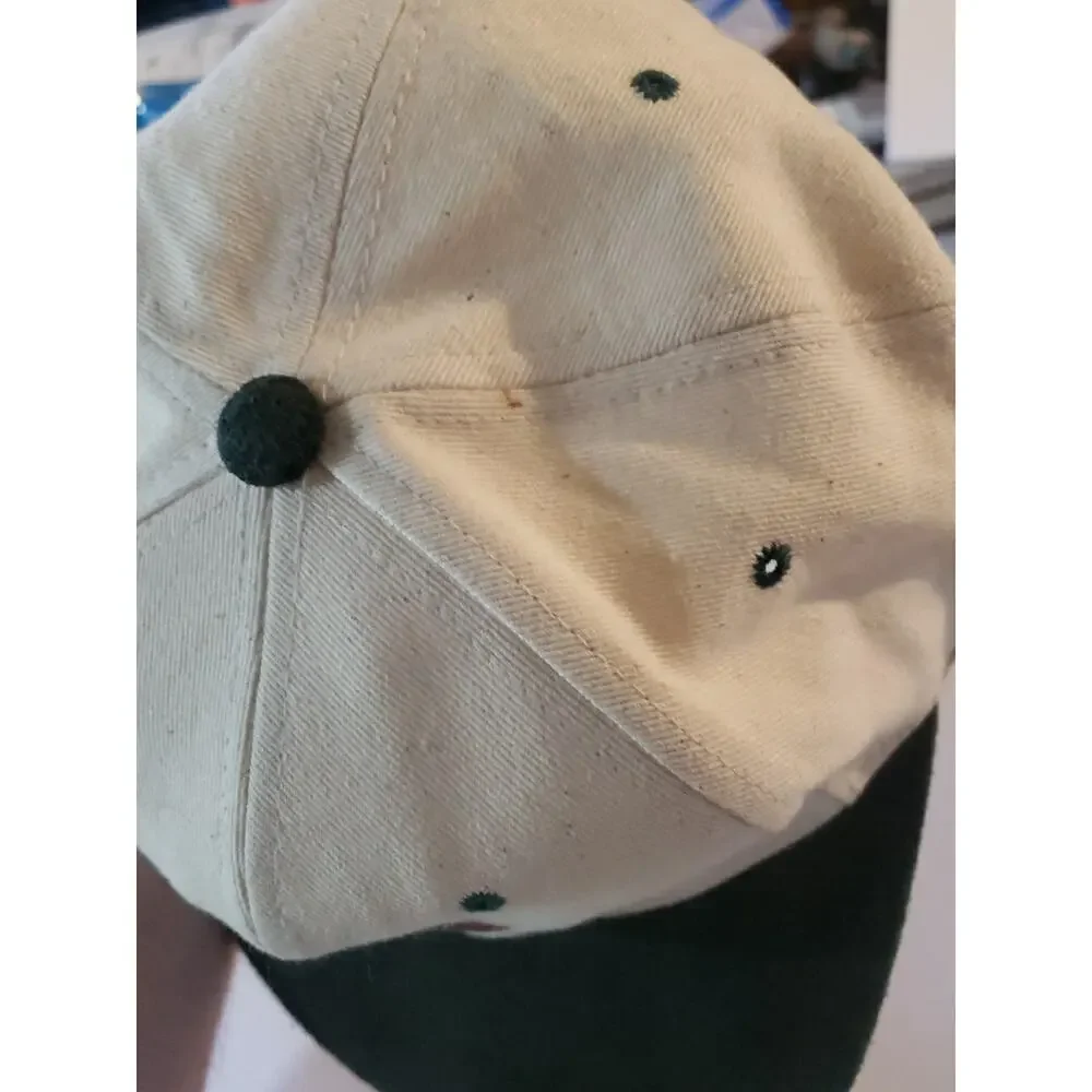 Vintage 90s San Antonio Texas Cowboy Black Suede Green Brim Strapback Hat